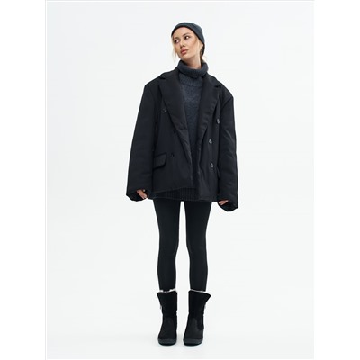 Полусапоги женские чёрные крейзи с замком на литой подошве