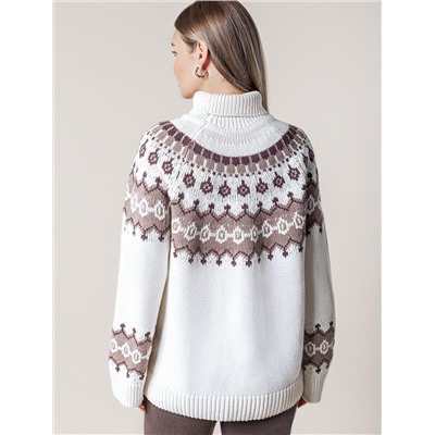 Джемпер фактурной вязки из хлопка с акрилом