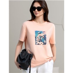 Свободная футболка с принтом из премиального хлопка с эластаном