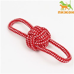 Игрушка канатная «Мяч с ручками», до 65 г, мяч 6 см, до 20 см, красная
