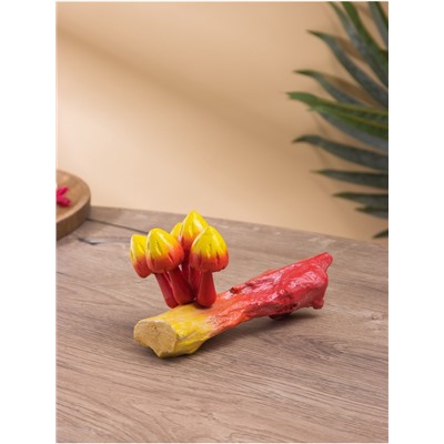 Сувенир «Коряга с грибочками», 20×10×10 см, дерево Камал, красно-жёлтый