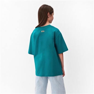 Футболка детская MINAKU: Basic line, бирюзовая, рост 122 см