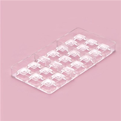 Форма для конфет и шоколада KONFINETTA «Тоффи. Квадрат», 27.5×13.5×2.5 см, 21 ячейка 2.5×1.5 см, прозрачная