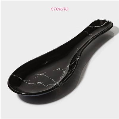Подставка под ложку Доляна «Марбл чёрный», 23.5×8.3×1.5 см, стеклоㅤ