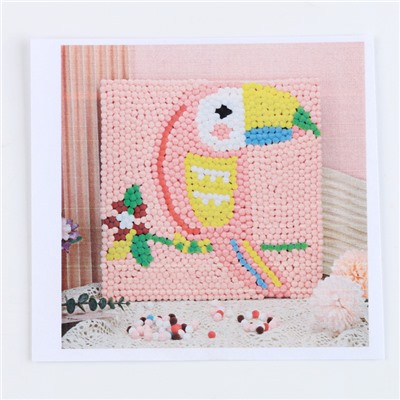 Аппликация помпошками «Тукан», размер — 30×30 см, клей 30 мл