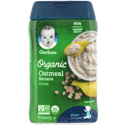 Gerber, Органическая овсяная каша с бананом, для малышей, умеющих сидеть, 227 г (8 унций)