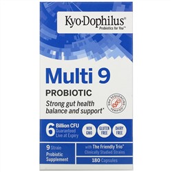 Kyolic, Kyo-Dophilus, Multi 9, пробиотик, 6 миллиардов КОЕ, 180 капсул