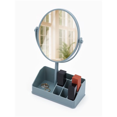 Зеркало с подставкой, с увеличением х2, двустороннее, 16.5×30.5 см, (13×16 см), МИКС
