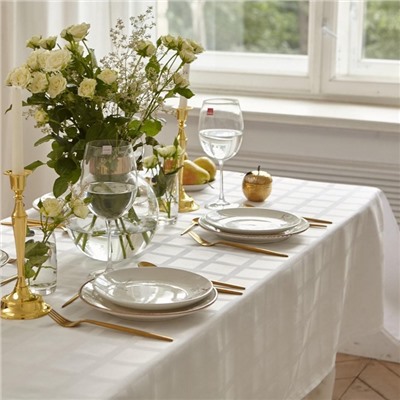 Скатерть «Этель» Geometry, 150×110 ±3 см, белая, пл. 192 г/м², хлопок с ВГМО