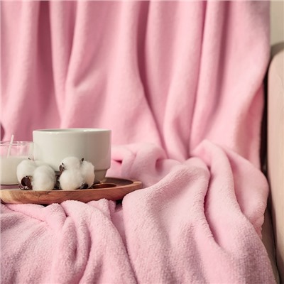 Плед «Этель», 200×220 см, корал-флис, розовый