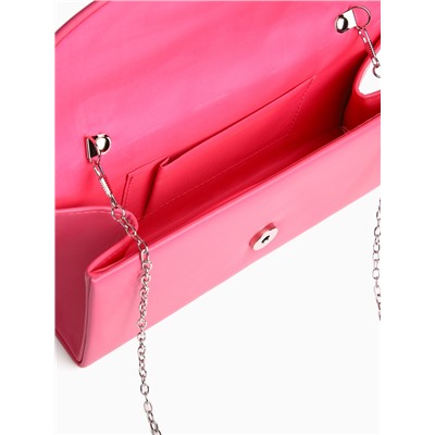 Сумка-клатч женская вечерняя на магните, на длинной цепочке, с декоративным бантом, розовая