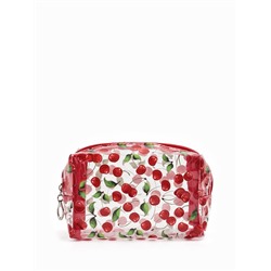 Косметичка женская Cherry, для бассейна, на молнии, прозрачная, красная