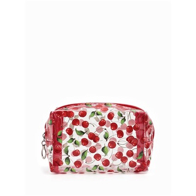 Косметичка женская Cherry, для бассейна, на молнии, прозрачная, красная