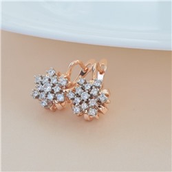 Серьги цветы ювелирная бижутерия коллекция "Дубай", покрытие позолота, вставка: фианиты, цвет: прозрачный, арт.213.566