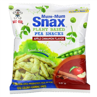 Hot Kid, Mum-Mum Snax, Baked Pea Snacks, For Ages 24 Months+, Apple Cinnamon,  5 Pouches, 1.76 oz (50 g)