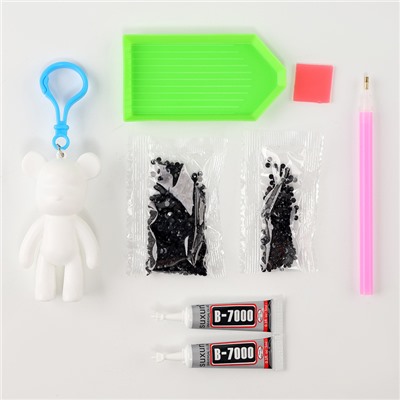 Алмазный брелок «Мишка», цвет чёрный, своими руками