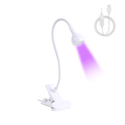 Лампа для маникюра, LED, на прищепке, 1 диод, 3 Вт, USB, белая