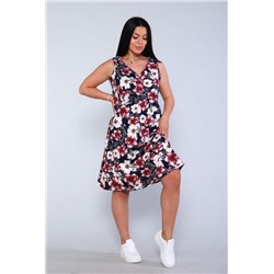 Сарафан на бретелях с цветочным принтом (Темно-синий)