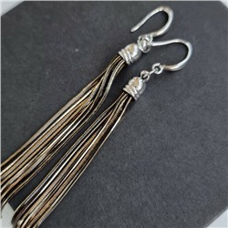 Серьги кисти, длинные висячие с камнем, покрытие посеребрение, арт.032.533