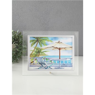 Фоторамка для фото 15×20 см «Серебряный кант», стекло, горизонтальная, выгнутая, прозрачная, 25.5×21 см