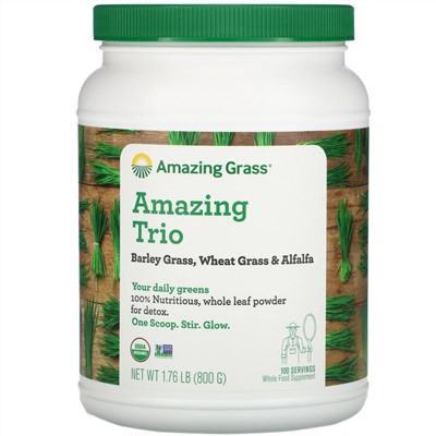 Amazing Grass, Великолепное трио, ростки ячменя, ростки пшеницы и люцерна, 800 г (28,2 унции)