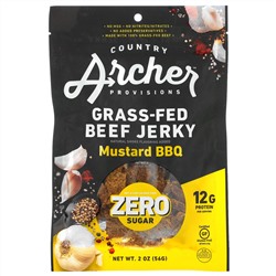 Country Archer Jerky, Grass-Fed Beef Jerky, Zero Sugar, Mustard BBQ,  2 oz (56 g)