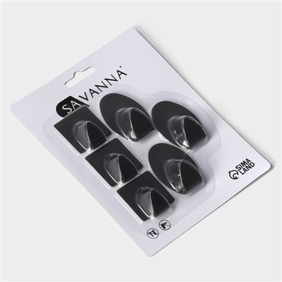 Крючки самоклеящиеся SAVANNA Black Loft, 6 шт., металл, 5.3×3.5 см, чёрные