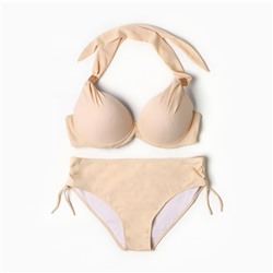 Купальник раздельный бельевой на завязках женский, цвет кремовый, размер 54