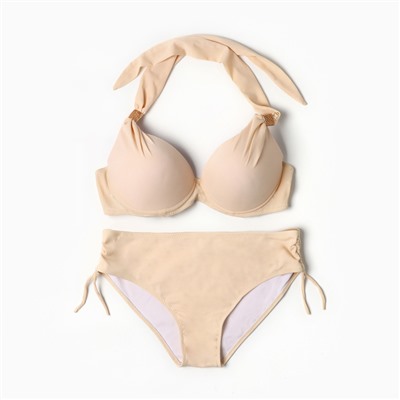 Купальник раздельный бельевой на завязках женский, цвет кремовый, размер 54