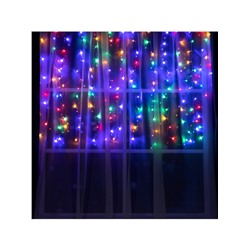 Гирлянда «Занавес» 1.5×1 м, IP20, прозрачная нить, 180 LED, свечение мульти, 8 режимов, 220 В