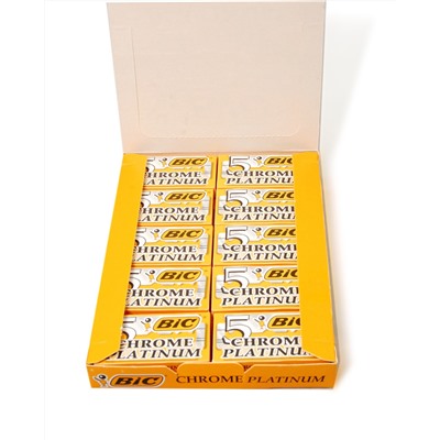 Лезвия для бритья классические двусторонние BIC Chrome Platinum 5шт.(20X5шт. =100 лезвий) в коробке