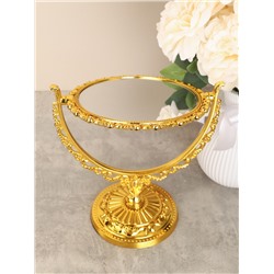 Зеркало настольное ажурное двустороннее 31 см овал / YDW-11 /уп 48/золото