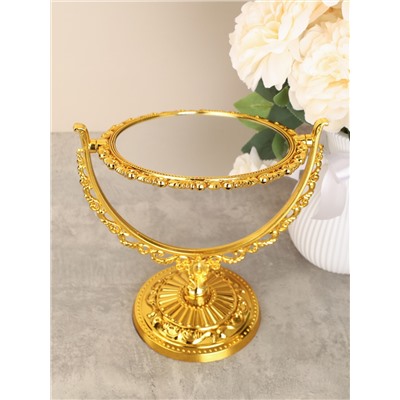 Зеркало настольное ажурное двустороннее 31 см овал / YDW-11 /уп 48/золото