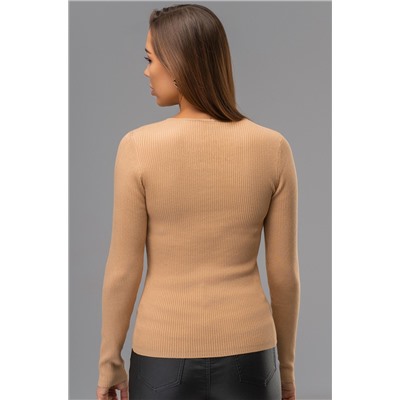 Женский джемпер в рубчик с V-вырезом Happyfox