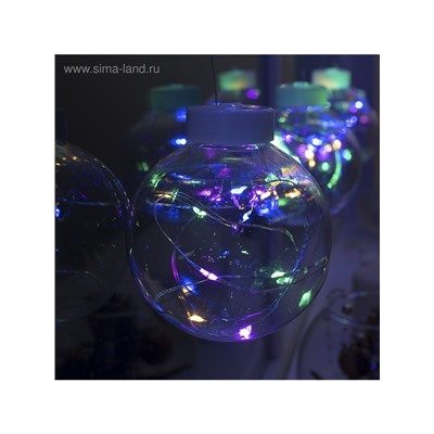 Гирлянда «Бахрома» 2.5×0.7 м роса с насадками «Шарики», IP20, серебристая нить, 150 LED, свечение мульти, 12 В