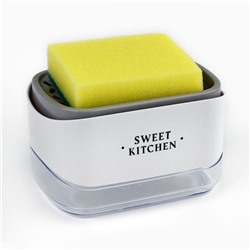 Дозатор для моющего средства кухонный Sweet kitchen, с подставкой для губки, 14×10 см
