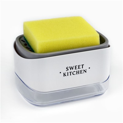 Дозатор для моющего средства кухонный Sweet kitchen, с подставкой для губки, 14×10 см