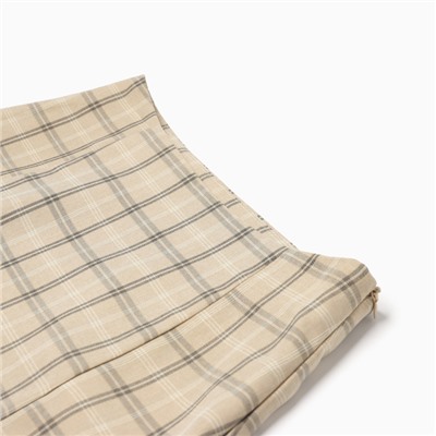 Юбка мини женская MINAKU: Casual Collection, клетка бежевая, размер 44