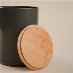 Банка для хранения SL Home «Каса Перфекто», 11×15 см, с бамбуковой крышкой, серая
