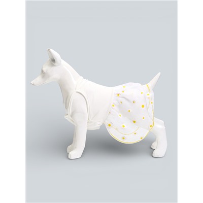 Сарафан для животных «Ромашка», размер L, ДС 35, ОГ 45 см, белый