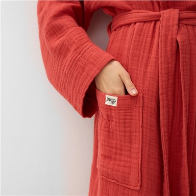 Халат женский муслиновый LoveLife, размер 42-44, хлопок, 4-сл, 235 г/м²