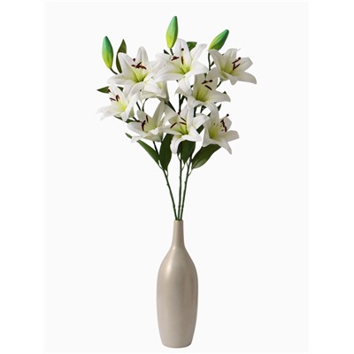 Цветы искусственные «Три лилии», 18×90 см, белые