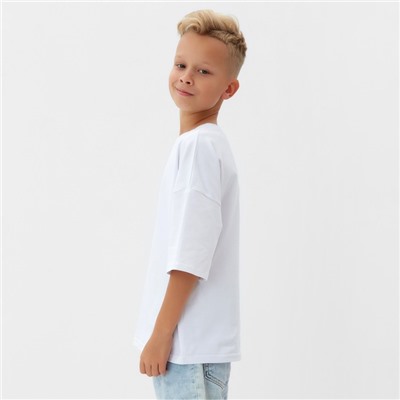 Футболка детская однотонная MINAKU: Basic line, белая, рост 98 см