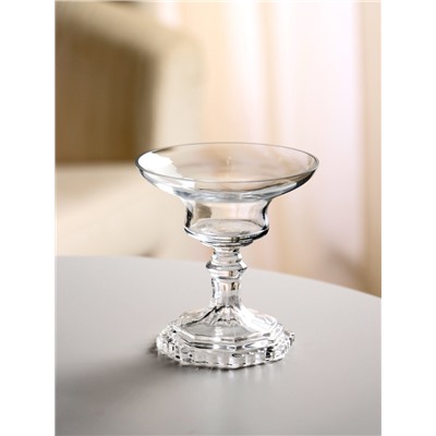 Стеклянный подсвечник на 1 свечу «Чаша», бокал на ножке, прозрачный, 12×11.4×11.4 см