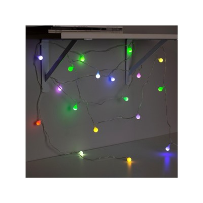 Гирлянда «Нить» 5 м с насадками «Шарики белые», IP20, прозрачная нить, 20 LED, свечение мульти (RG/RB), мигание, 220 В