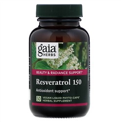 Gaia Herbs, Ресвератрол 150, 50 веганские фито-капсулы с жидкостью