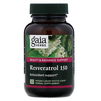 Gaia Herbs, Ресвератрол 150, 50 веганские фито-капсулы с жидкостью