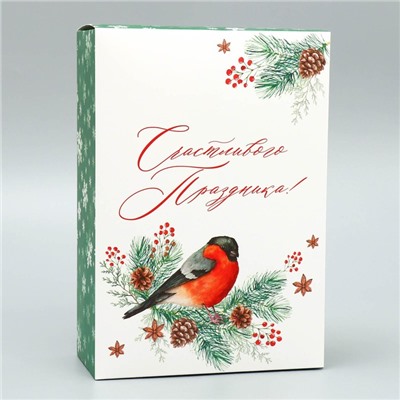 Коробка подарочная новогодняя складная «Счастливого праздника», 16×23×7.5 см