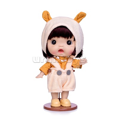 Виниловая кукла Baby Cute Maxi в шапке с желтыми ушками, 18 см
