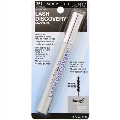 Maybelline, Тушь для ресниц Lash Discovery, угольно-черная, 4,7 мл